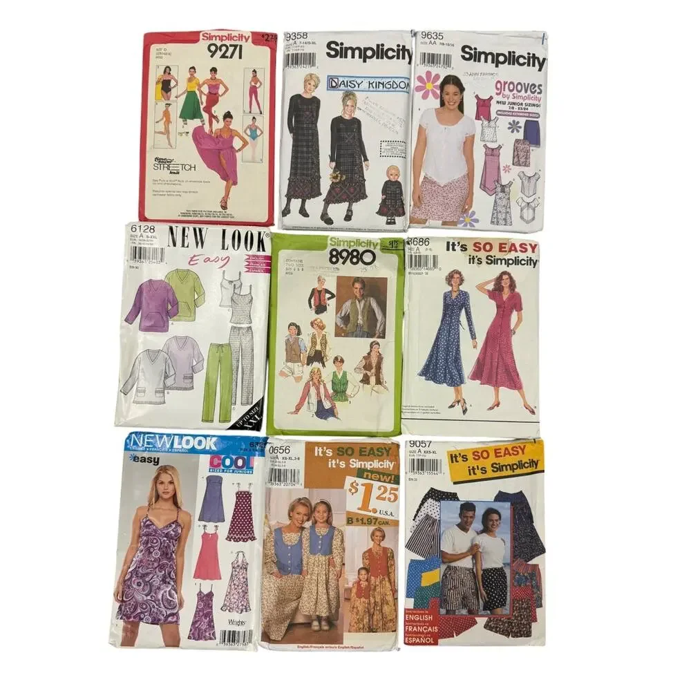 Lot of 9 Simplicity & New Look Sewing Patterns Vintage